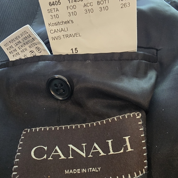 CANALI MEN'S SUIT JACKET BLACK CHEST SIZE 46 MADE IN ITALY 🇮🇹 - Picture 12 of 12